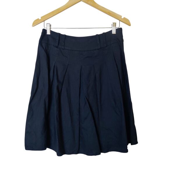 Vintage Cache Pleated Linen Blend Black Full Mini Skirt Small Minimalist 90s Y2K - Picture 1 of 11